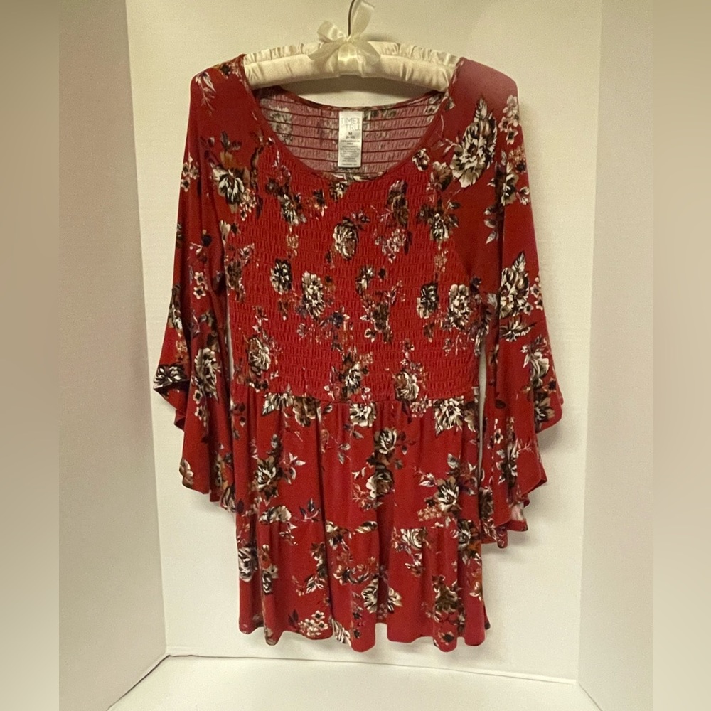 Time and Tru red Boho top size Medium